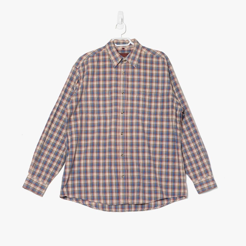 Peter Fitch Men's Large Denim Plaid Button Up Shirt